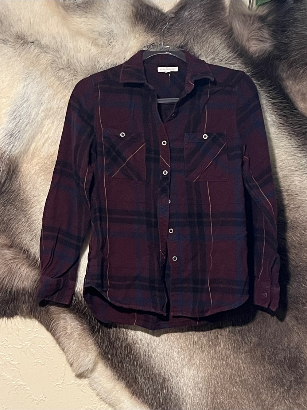 Women’s Burgundy Plaid Button-Up Shirt